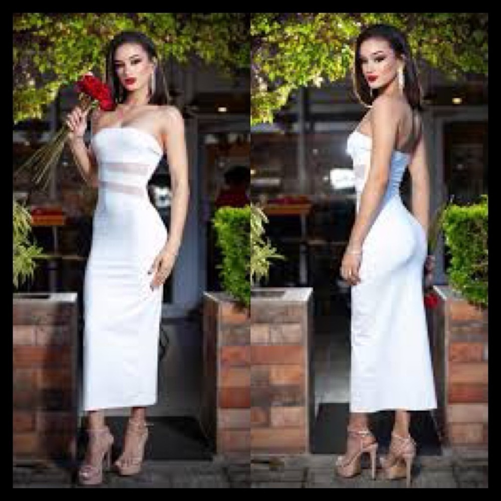BOUTIQUE White Strapless Midi Dress - Picture 2 of 7